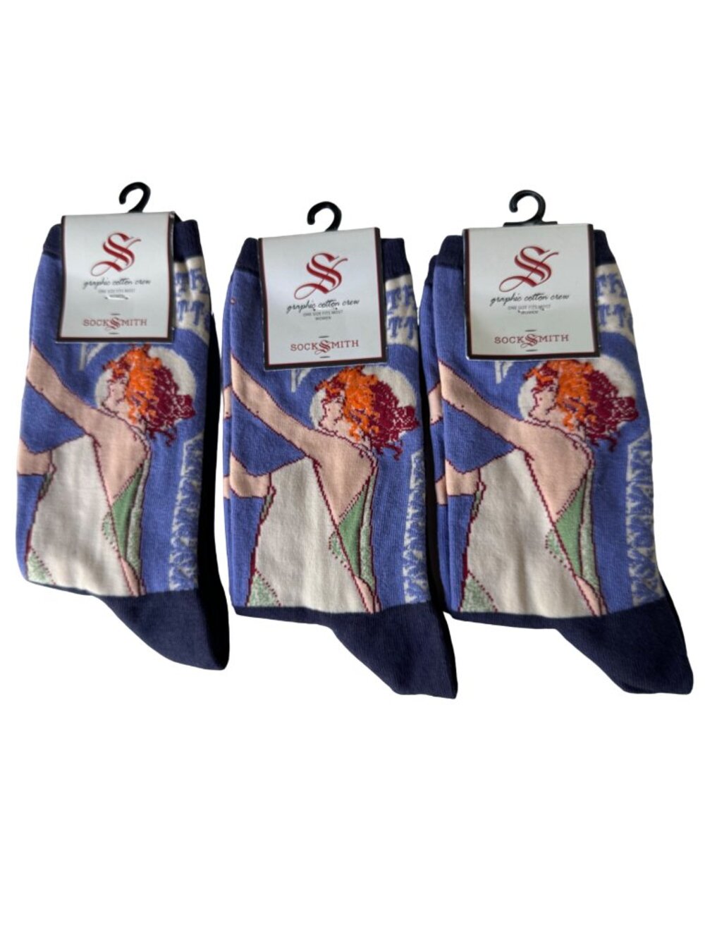 Socksmith Women Graphic Cotton Crew Socks Absinthe Girl One Size Fits Most New